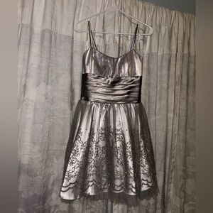 Morgan & Co. Silver Dress with Satin Detailing